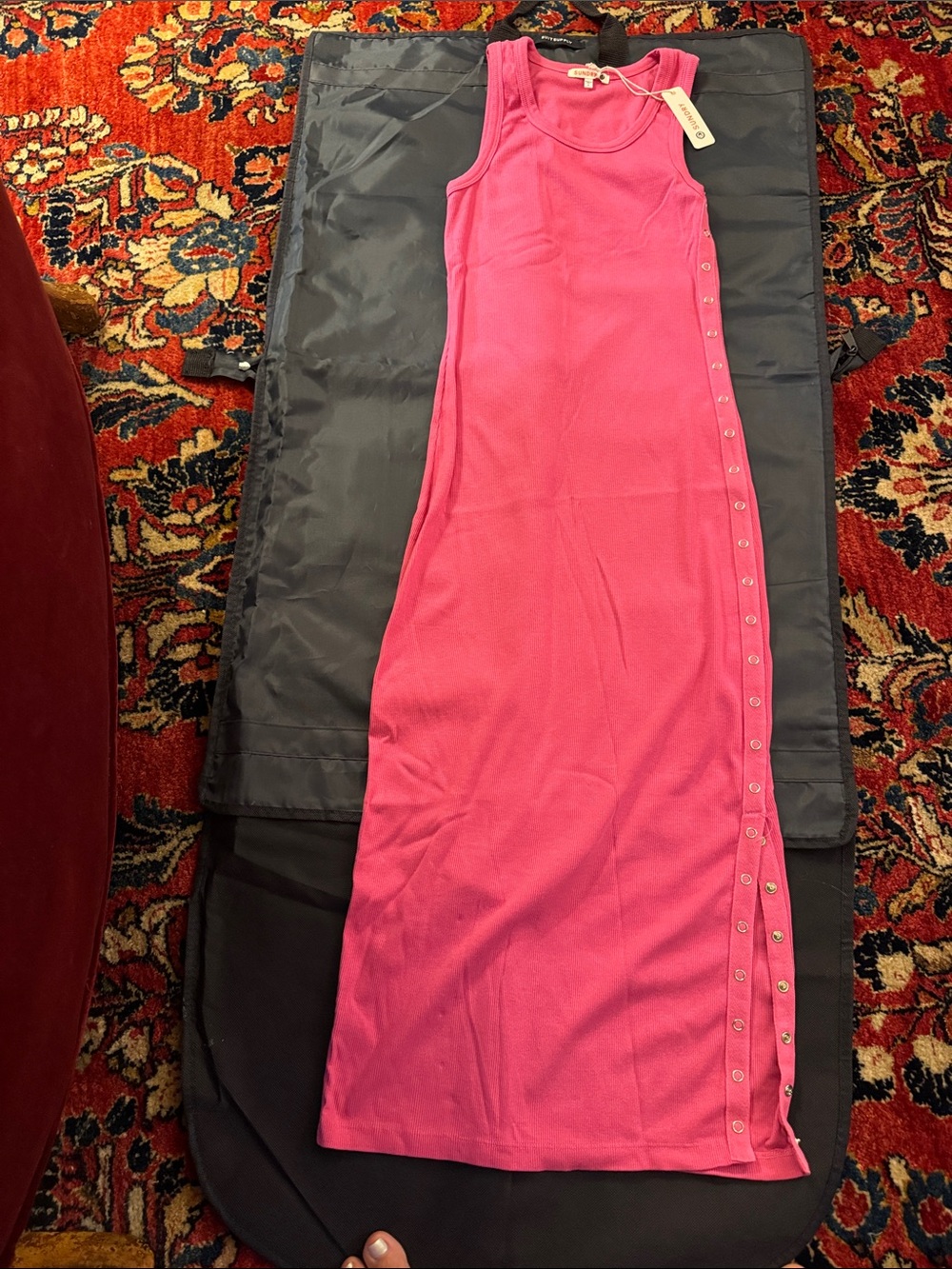 Sundry Fuchsia Snap-Front Tank Maxi Skirt